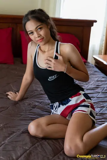 Skinny Thai Babe Gets Fucked Doggy Style on the Bed