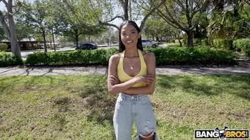 Eden West – Slim Ebony Brunette Takes Anal and Gives a Blowjob in the Van