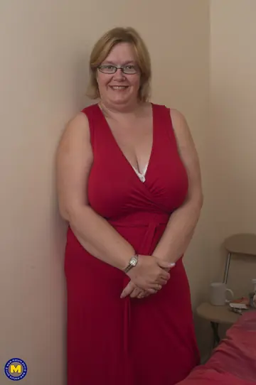 Mature BBW with Big Tits Sucks Cock and Toys Her Pussy in Stockings