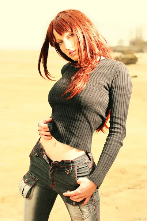 Redhead Spreads Her Legs Wide on the Beach – photo 1 of 21
