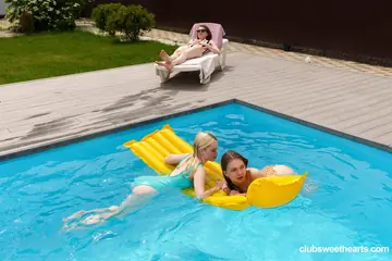 Milka Wey – Blonde in a Bikini Strips and Spreads Her Pussy by the Pool