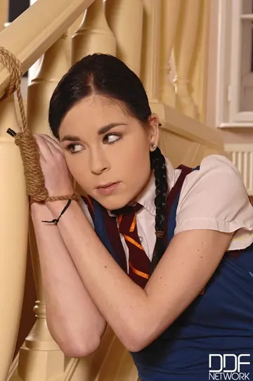 Amber Nevada – Spanish Brunette in Stockings Bound and Spread Wide