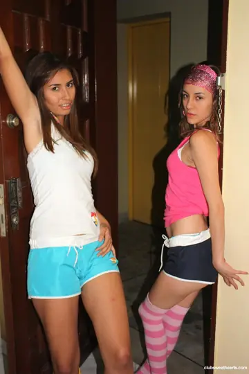 Sonia Garcia – Two Slim Latina Brunettes in Shorts and Socks Lick and Finger