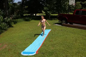 Nicole Auclair – Petite Brunette Strips Out of Her Bikini and Squirts Outdoors