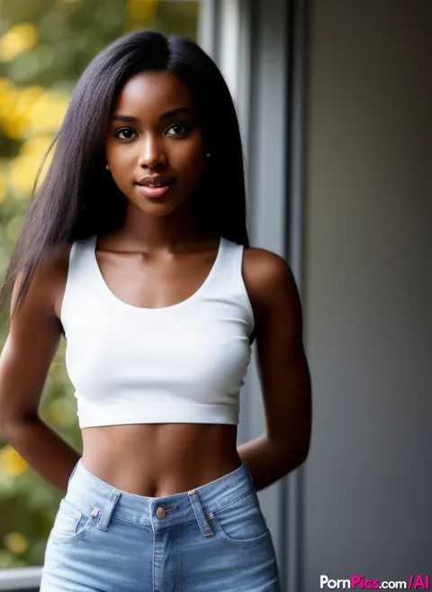 AI-Generated Ebony Babe Spreads Her Pussy Naked – photo 1 of 10
