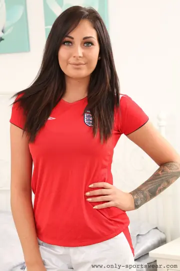 European Woman Strips Out of Her Soccer Uniform