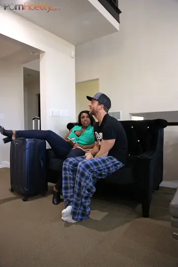 Thick Ebony Woman with Big Tits Fucks Her Partner in Heels