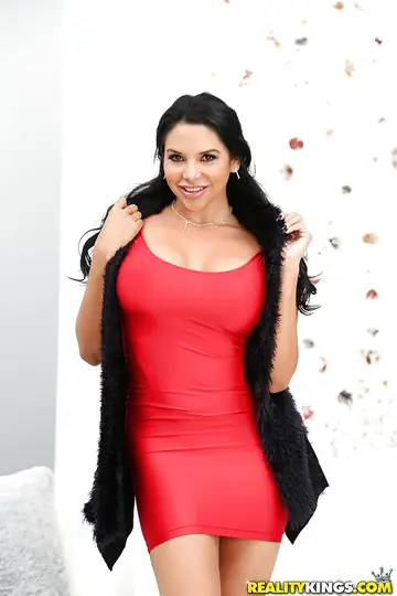 Missy Martinez – Thick Latina Strips Out of Her Red Dress to Show Her Big Enhanced Tits