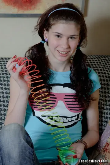 European Brunette in Pigtails Sucks Cock and Rides in Jeans