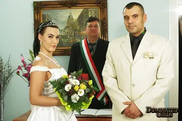Wild Devil – Brunette in a Wedding Dress Endures BDSM Anal and Swallows