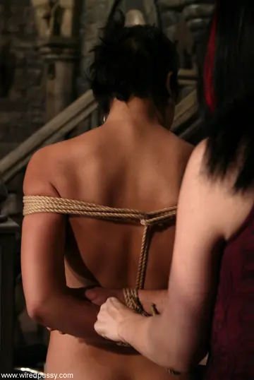 Selina Minx – Brunette in a Skirt and Panties Tied Up for Lesbian BDSM