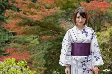 Hikaru Kirishima – Japanese Brunette Poses in Traditional Clothing Outdoors