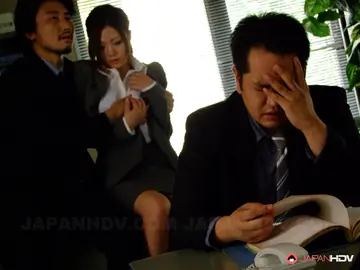 Iroha Kawashima – Slim Japanese Redhead in Uniform Blows Coworkers and Takes Cumshots