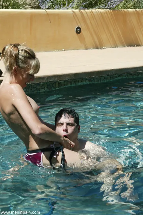 Audrey Leigh: Blonde MILF Dominates Partner with a Strap-On by the Pool – photo 7 of 20