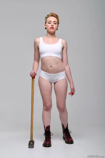 Short-Haired Blonde in Panties Uses a Dildo on Herself