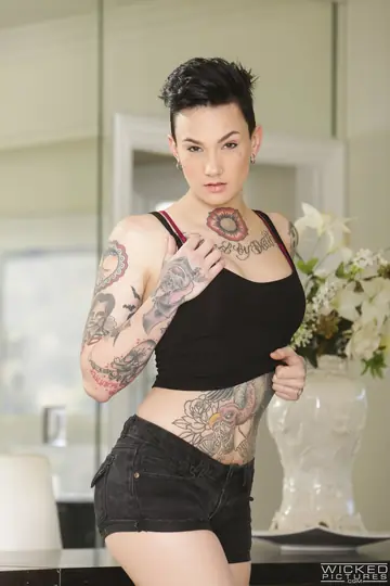 Nikki Hearts – Brunette in Lingerie and Shorts Sucks Her Partner and Rides Him Anally