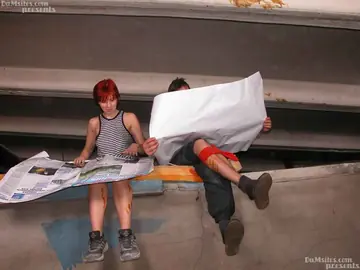 Redhead MILF Sucks Cock and Fucks Outdoors on Foam Mattress