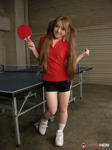 Ria Sakurai – Petite Japanese Redhead in Pigtails Sucks and Strokes at the Table