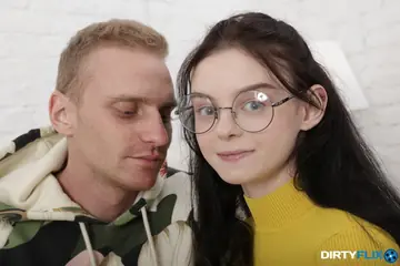 Pure Kitty – Brunette in Glasses and Socks Takes a Facial After Doggy Style