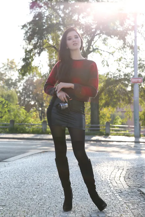 Malena Fendi: Asian Model in Boots Spreads Her Shaved Pussy Outdoors – photo 1 of 21