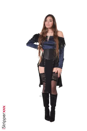 Busty Babe in Boots Strips and Uses a Dildo
