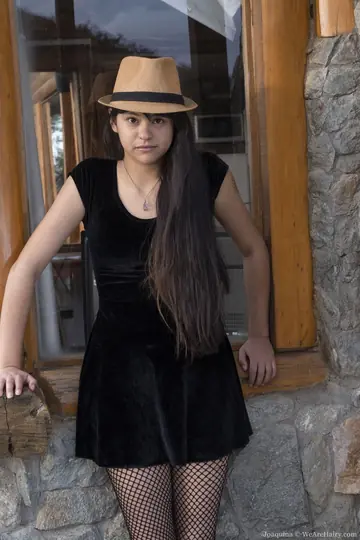 Asian Brunette Sheds Ripped Fishnet Outdoors and Spreads