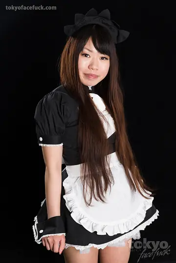 Japanese Maid in a Skirt and High Heels Takes Throat Fuck and a Facial