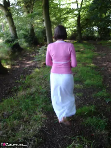 Thick MILF in a Skirt Gives a Blowjob and Takes Anal Doggy Outdoors