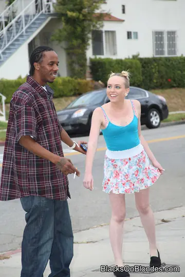Short-Haired Blonde Takes Two Black Cocks in Her Ass