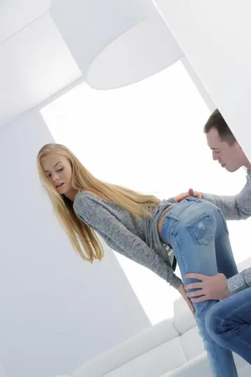 Nancy A – Slim European Blonde Rides Her Partner Cowgirl Style