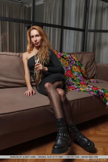 Blonde PAWG Strips Out of Her Black Dress and Stockings