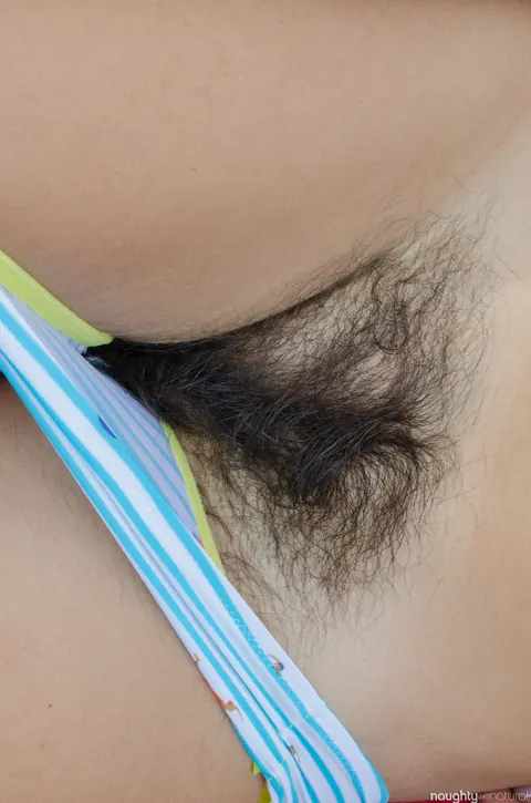 Katie Zucchini: Brunette in Panties Pulls Them Aside to Show Her Hairy Pussy – photo 7 of 20