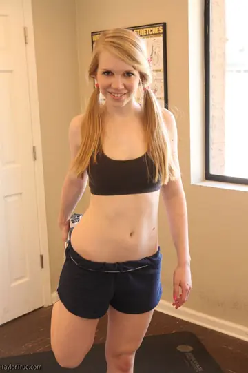 Taylor True – Blonde in Pigtails Bares Her Ass in the Gym
