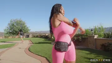 Halle Hayes – Thick Brunette Latina and Ebony Friend Share a Black Cock Outdoors
