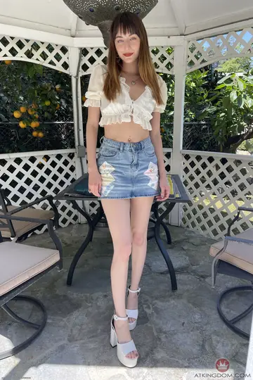 Lana Smalls – Petite Brunette Teases in a Short Skirt Outdoors