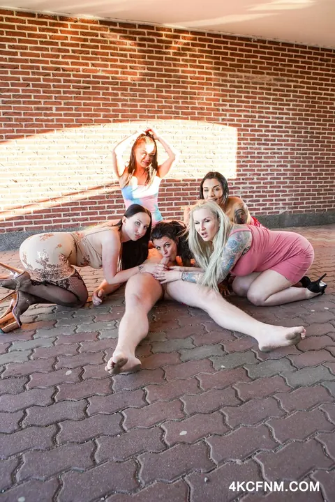 Adelle Sabelle & Dafne: Brunette MILF Has Group Sex Outdoors – photo 19 of 21