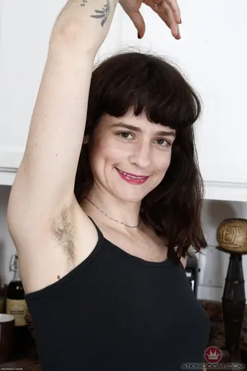 Jane Vervain – Brunette with Natural Tits and Hairy Armpits Pulls Panties Aside