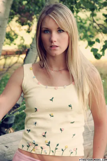 Thick Blonde in Panties Spreads Her Ass Outdoors Near Birch Trees