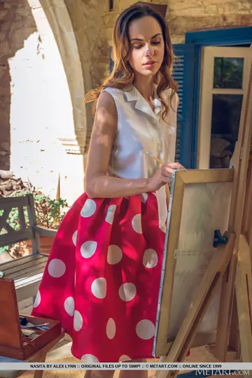Nasita – Brunette Strips Out of Her Skirt on the Patio