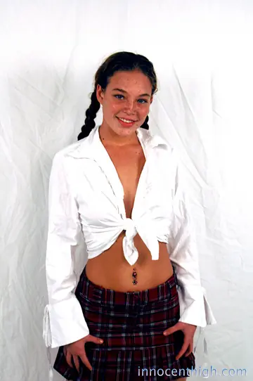 Ashley Gracie – Redhead with Blonde Pigtails Strips and Spreads Her Pussy