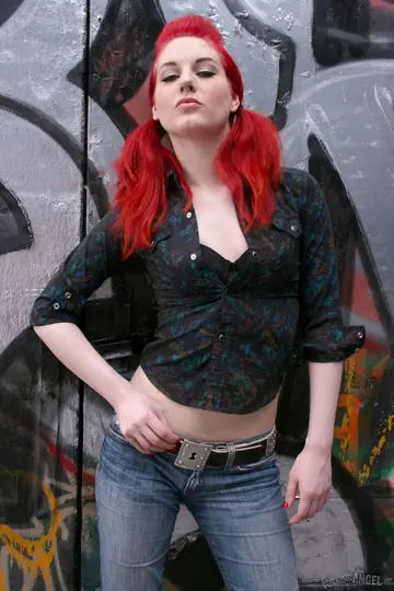 Angela Ryan – Redhead Sheds Her Jeans and Top in an Alley