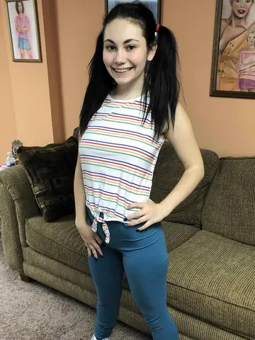 Lenna Lux – Petite Brunette Deepthroats Him Until He Cums on Her Clothes