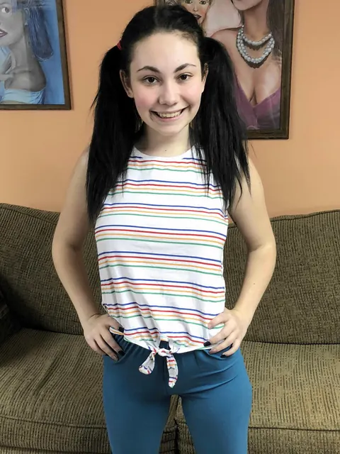 Lenna Lux: Petite Brunette Deepthroats Him Until He Cums on Her Clothes – photo 2 of 20