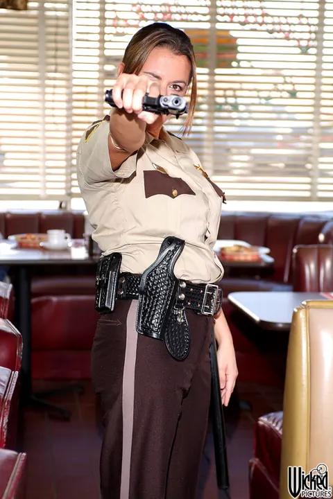 Devinn Lane: Thick Brunette MILF in Uniform Poses with Big Tits – photo 14 of 17