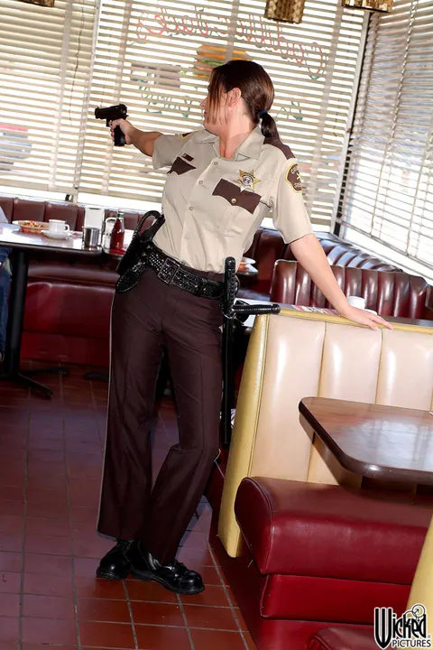 Devinn Lane: Thick Brunette MILF in Uniform Poses with Big Tits – photo 12 of 17