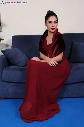 European Brunette Shows Her Feet in High Heels