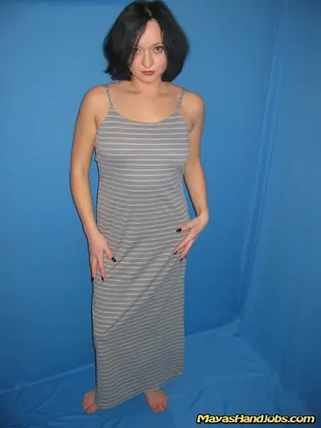 Mature Brunette MILF Strips and Spreads Her Shaved Pussy Wide