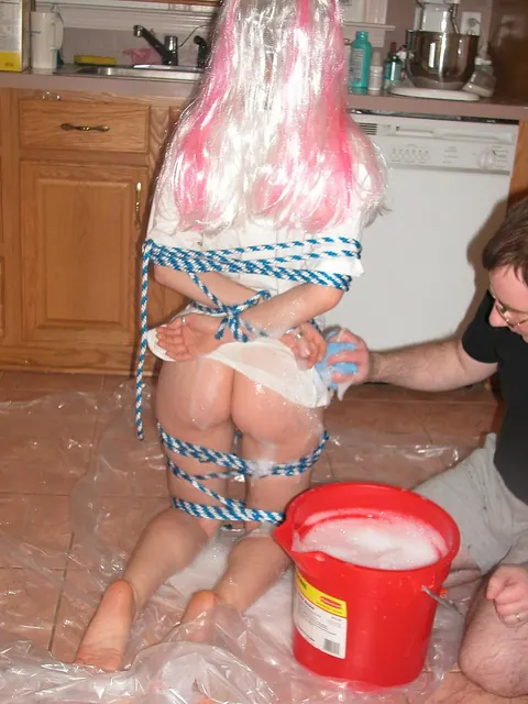 Petite MILF Stands Bound in Rope Restraints – photo 15 of 21