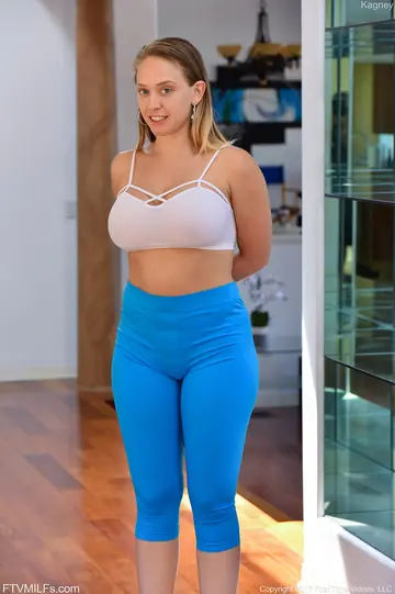Curvy Blonde MILF Strips Off Her Yoga Pants and Spreads Her Legs