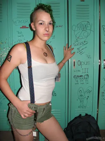 Chapel Waste – Tall Tattooed Fetish Model Spreads Naked in the Locker Room